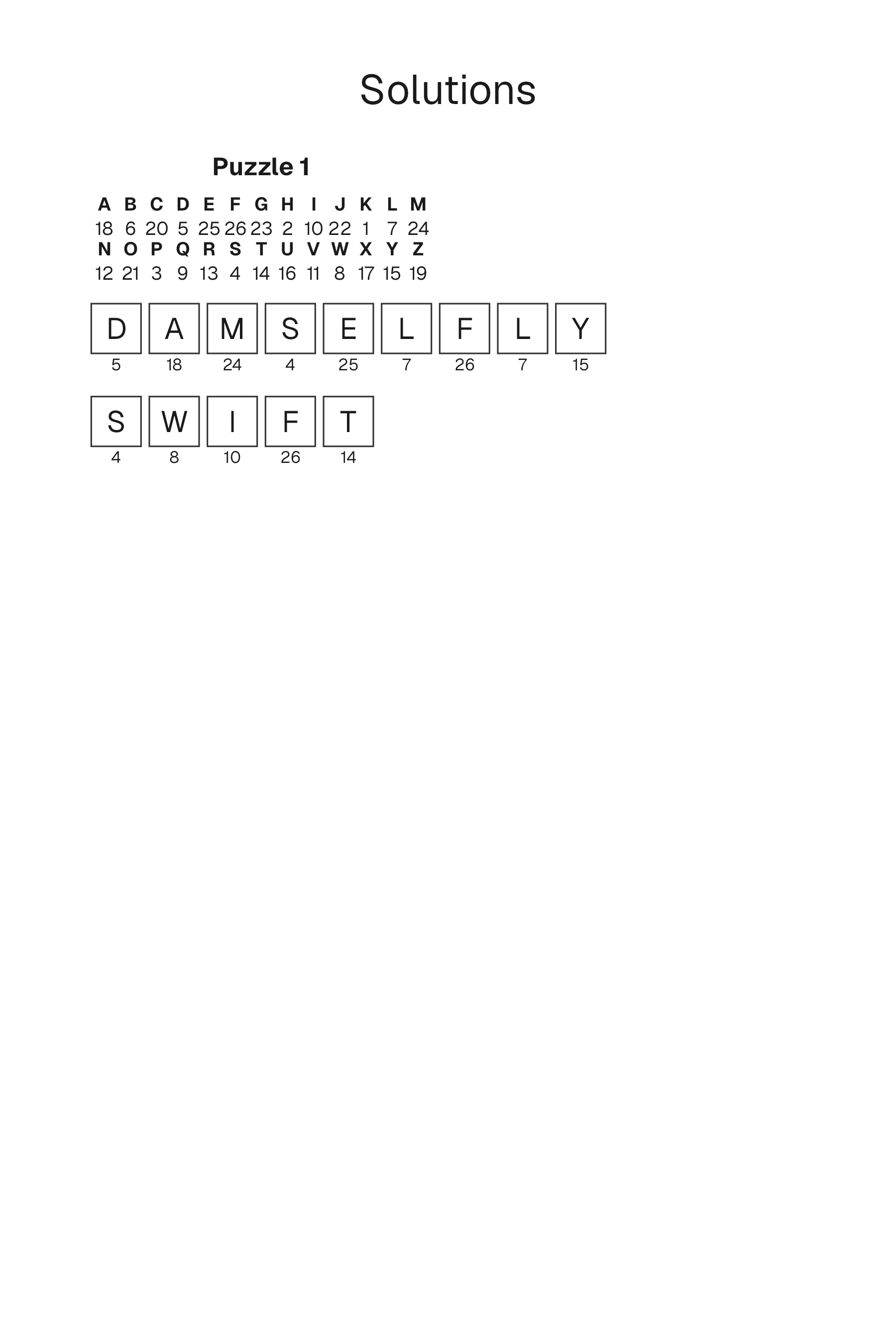Cryptogram solution page