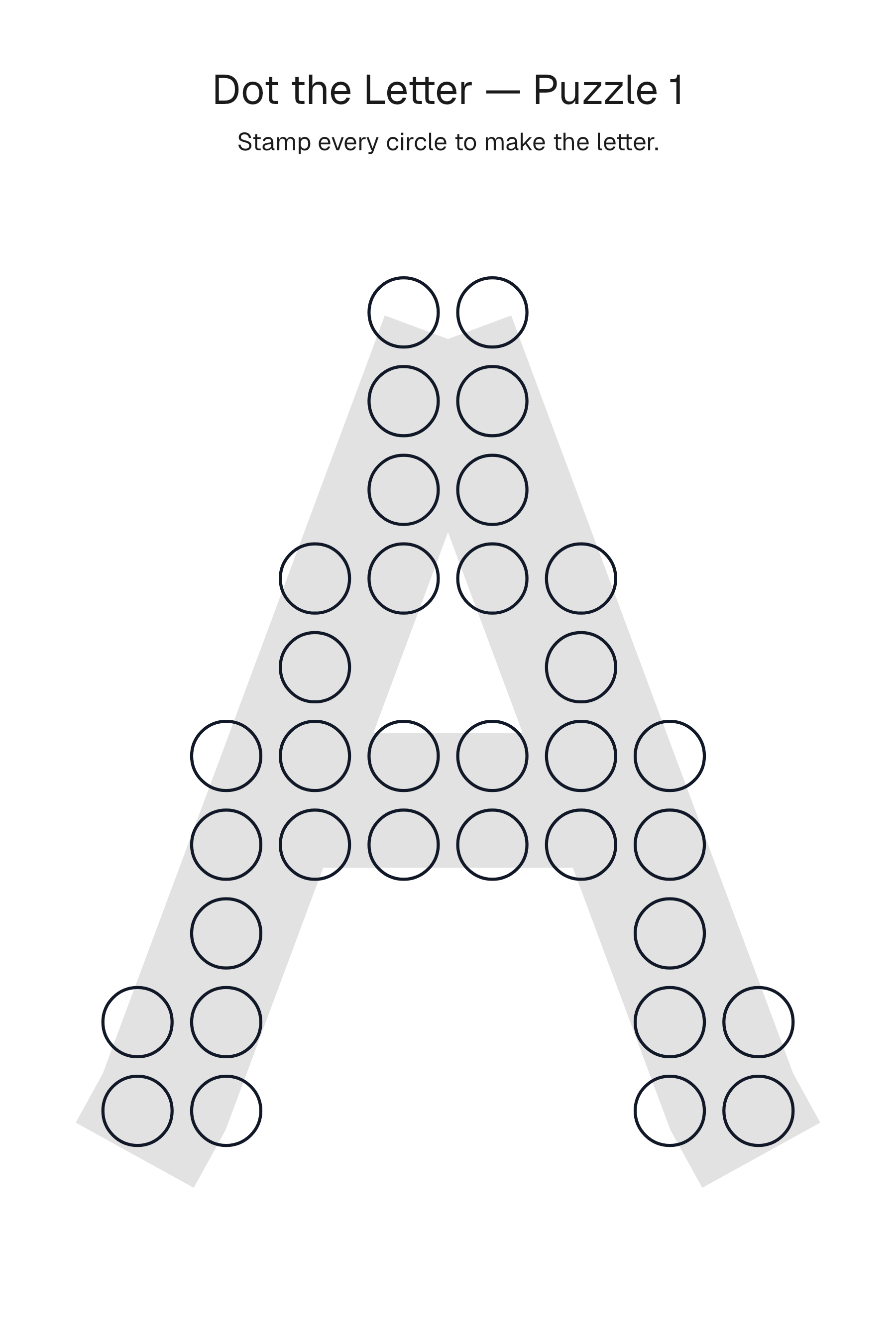 Printable Dot the Alphabet puzzle page