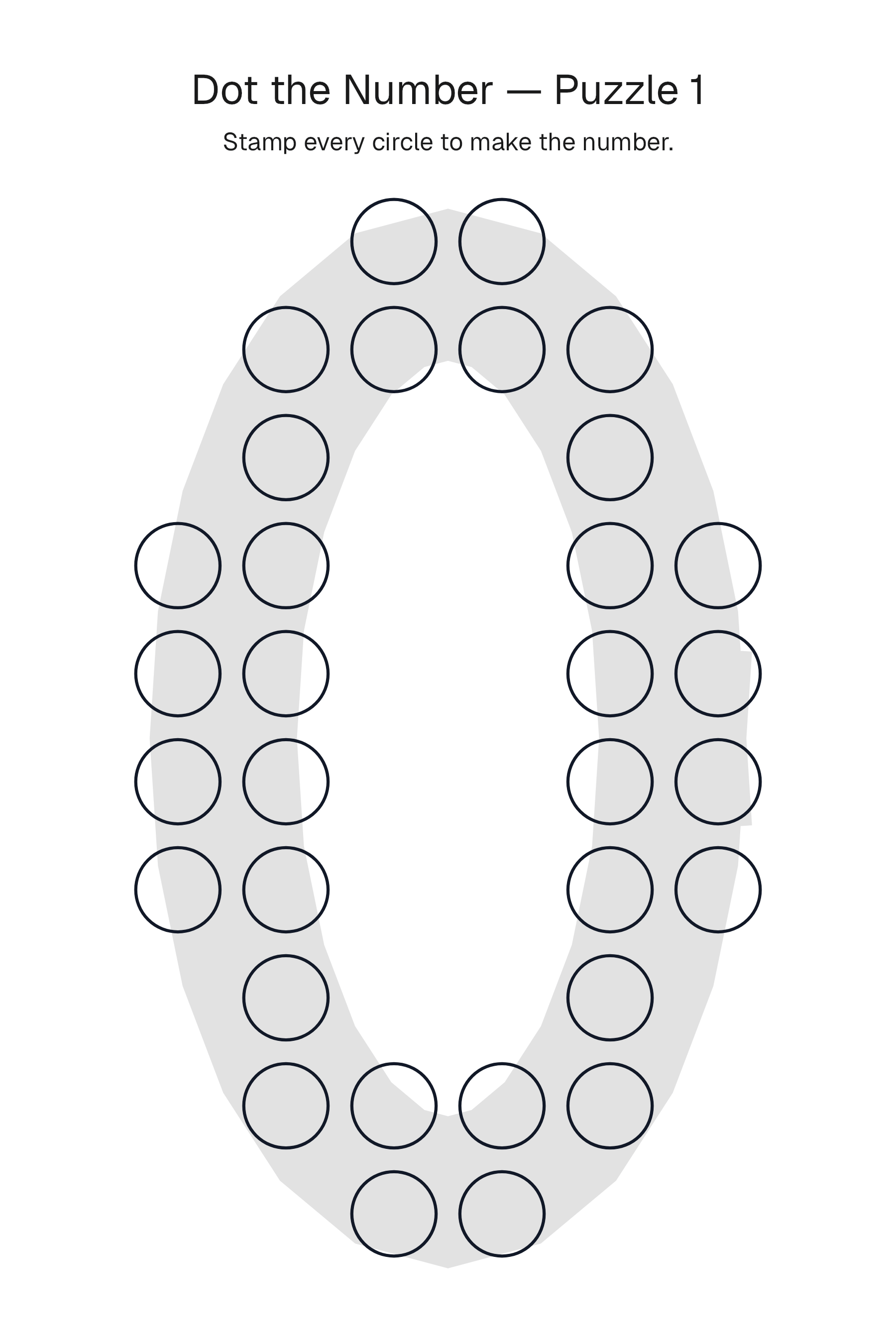 Printable Dot the Number puzzle page