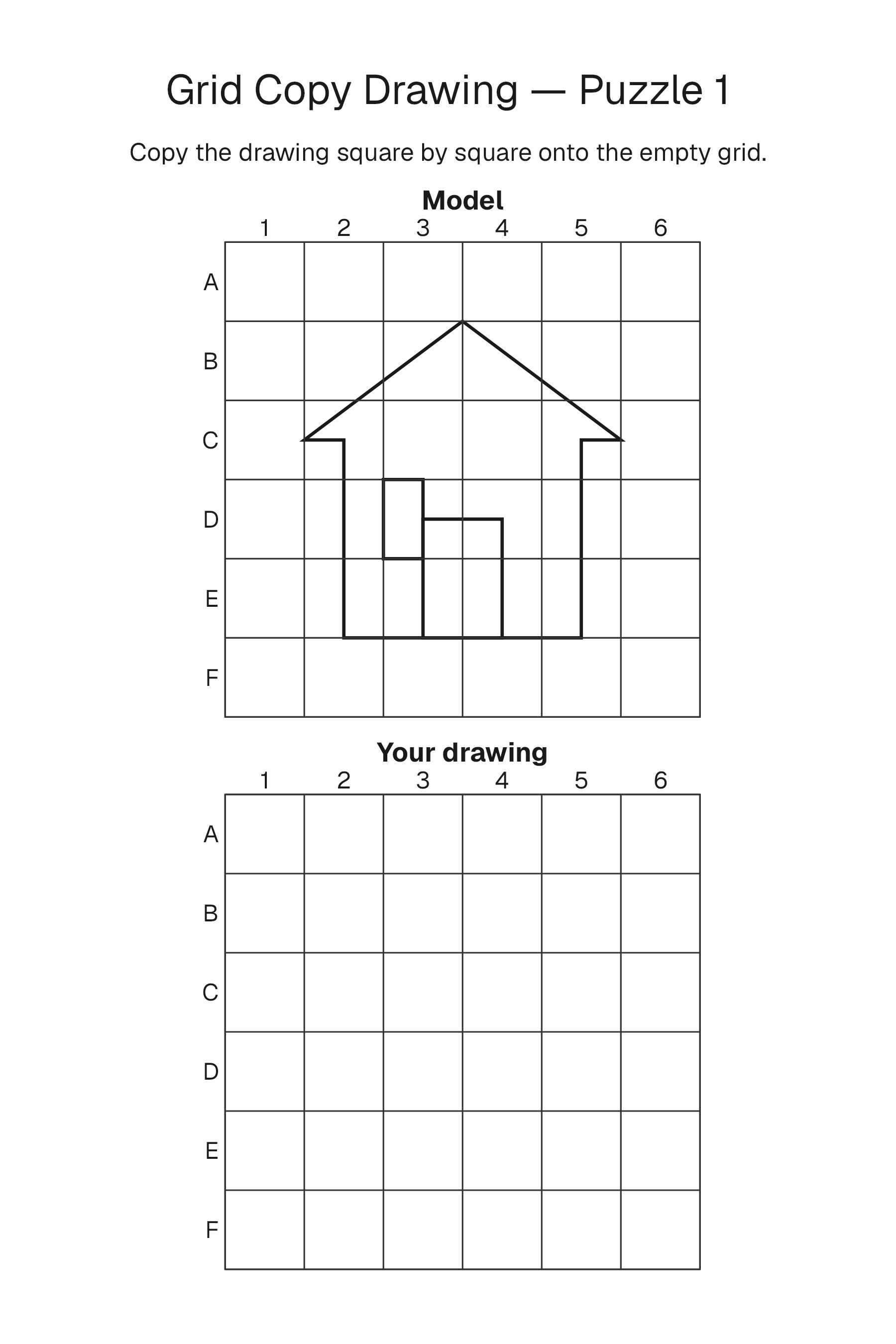 Printable Grid Copy Drawing puzzle page