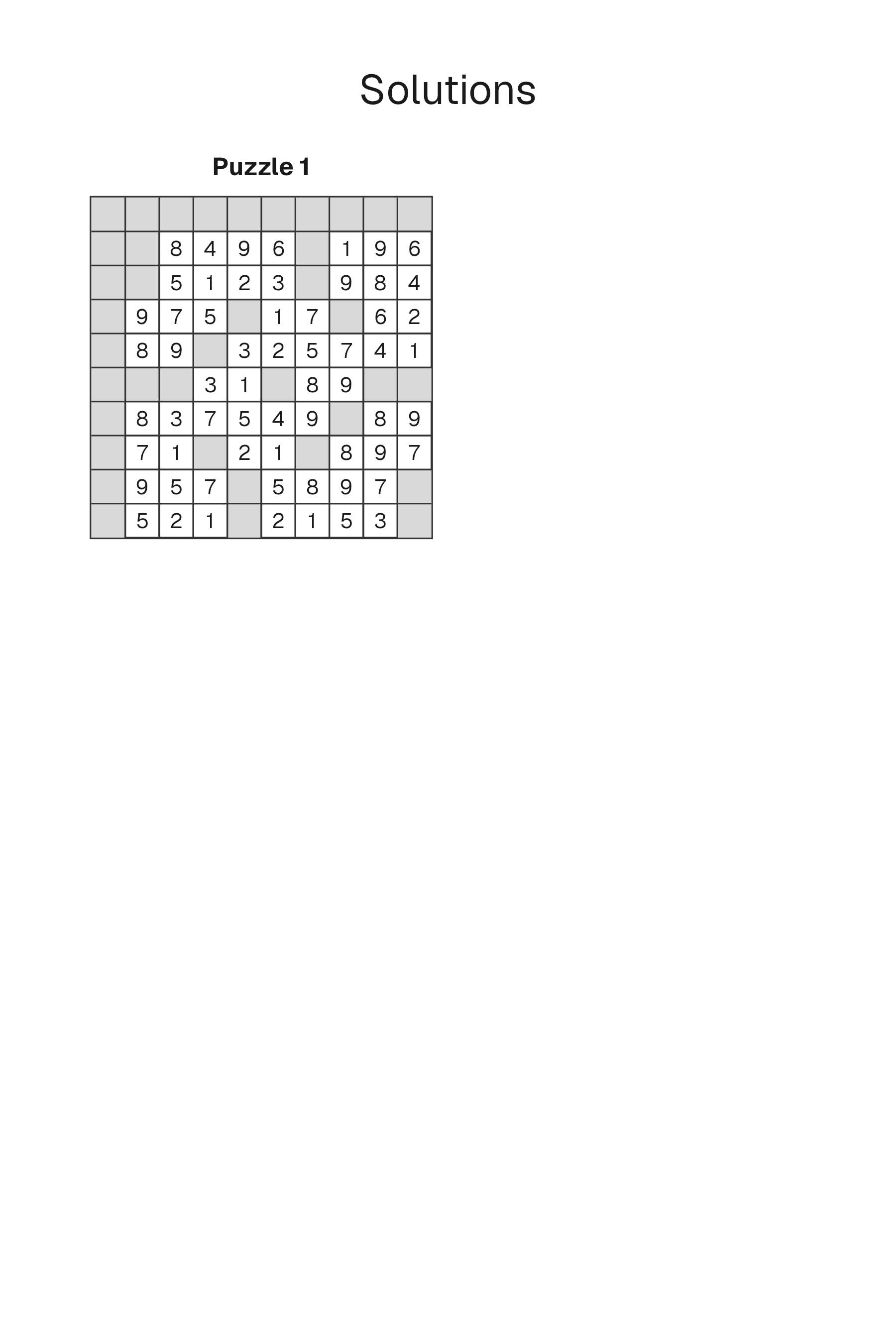 Kakuro solution page