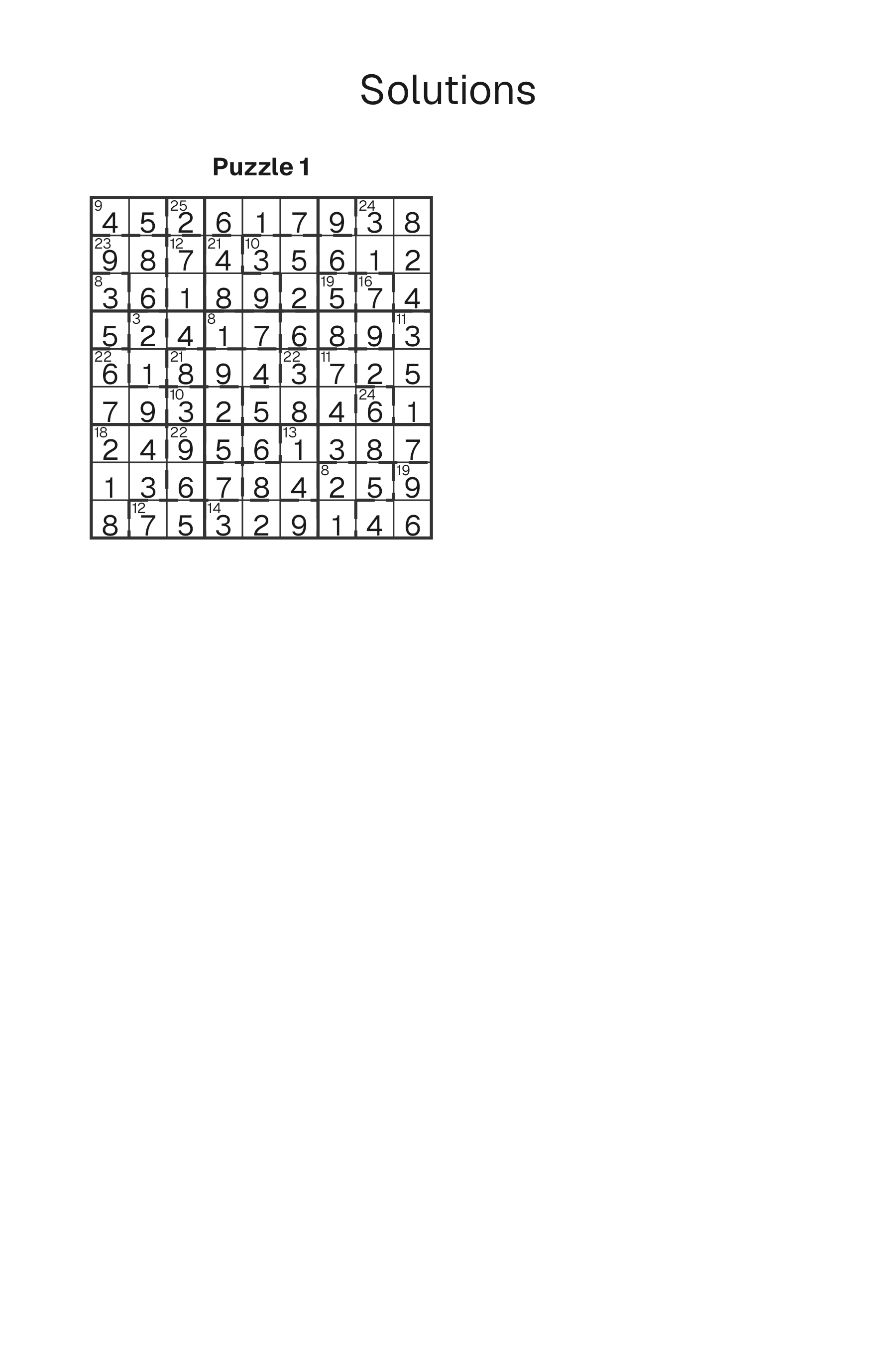 Killer Sudoku solution page
