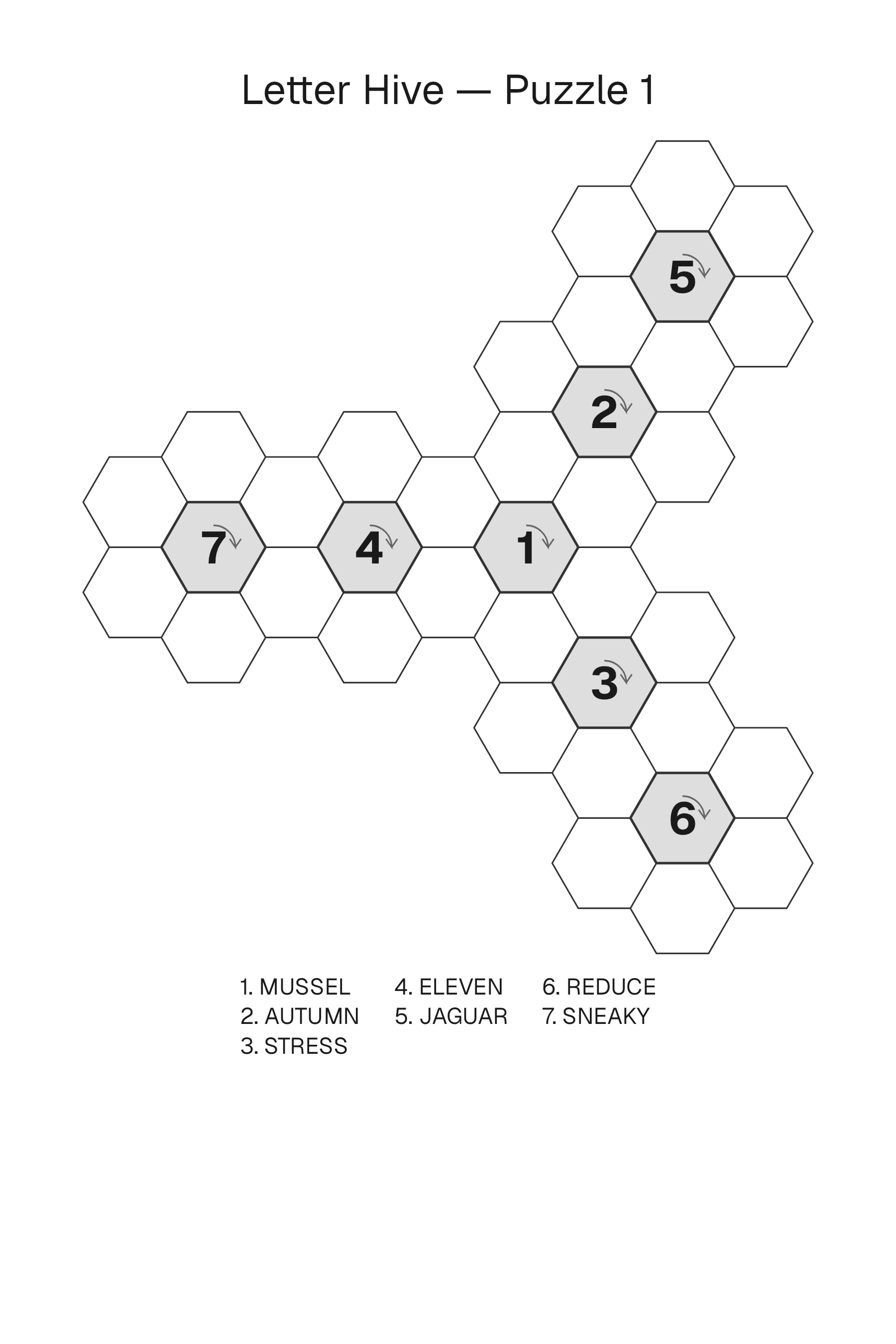 Printable Letter Hive puzzle page