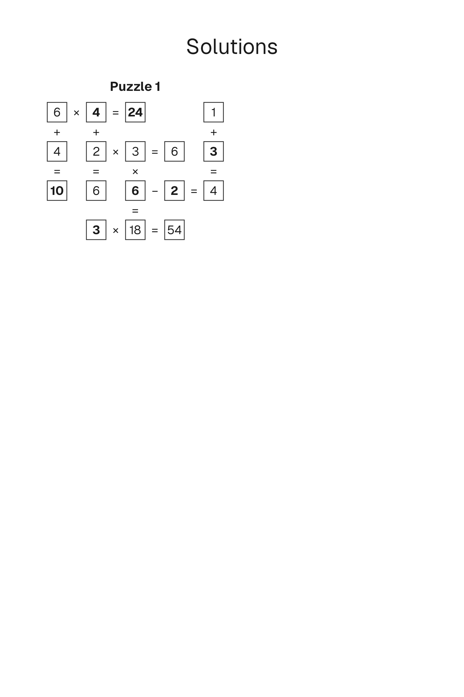 Math Crossword solution page