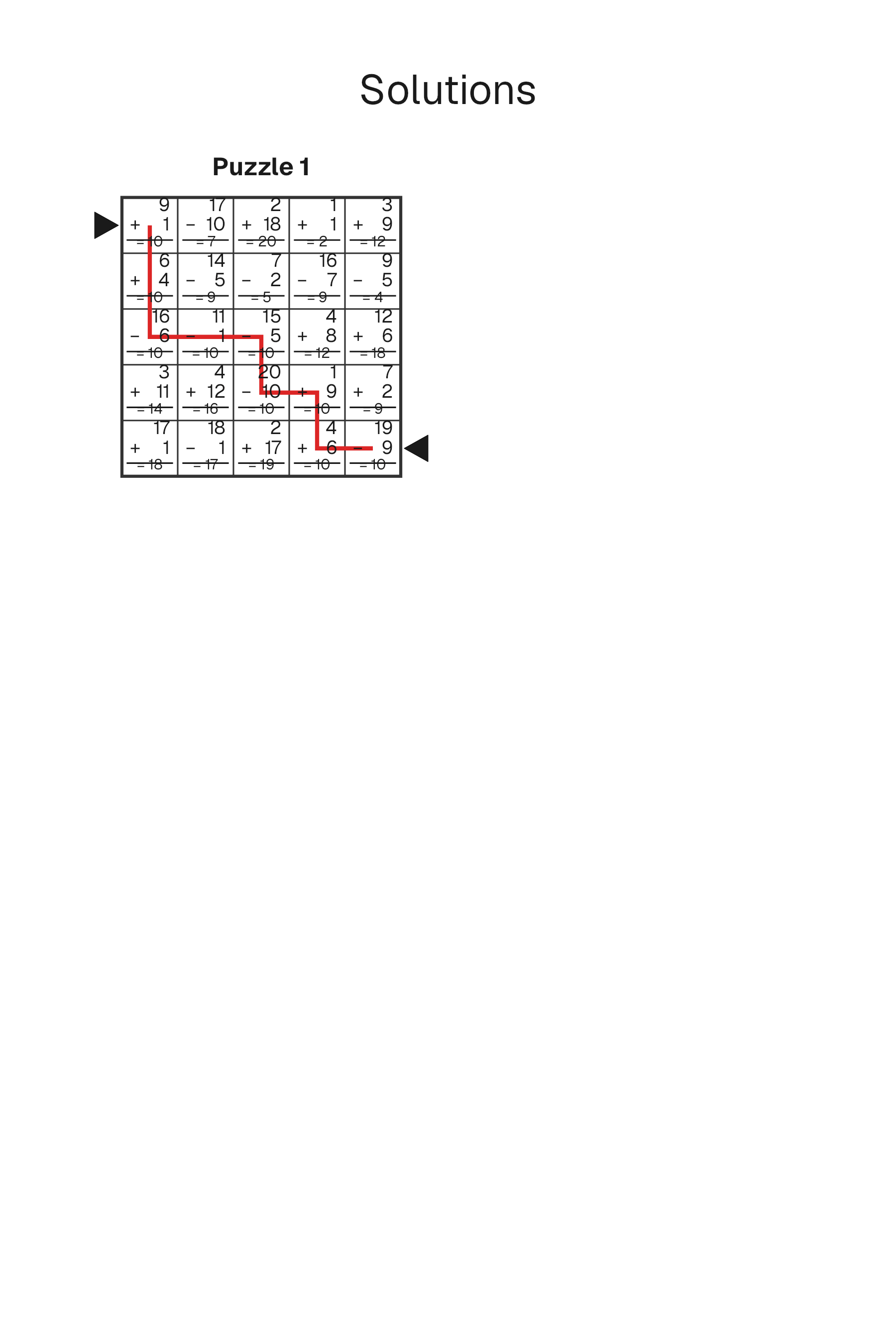 Math Path Maze solution page