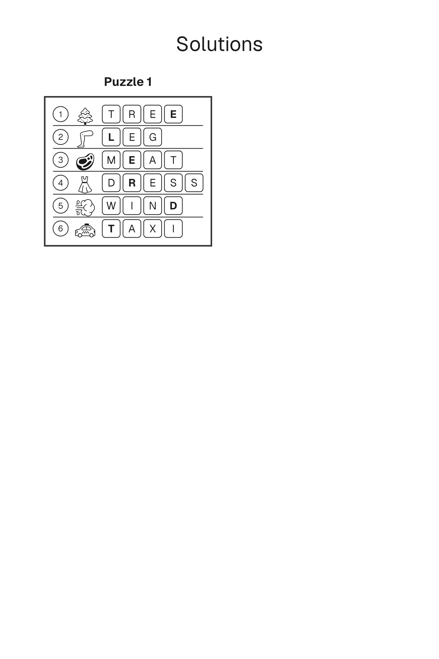 Missing Letters solution page