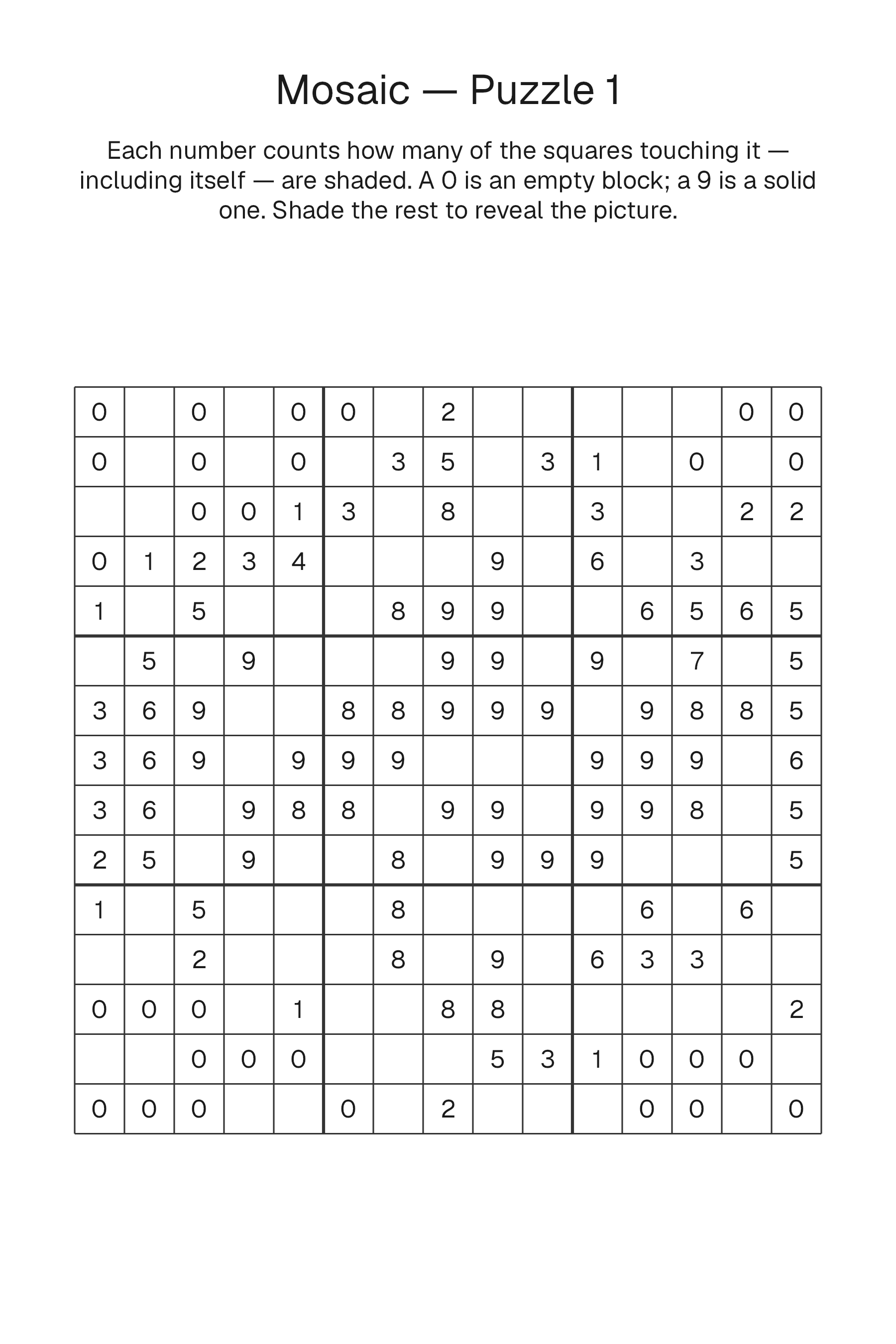 Printable Mosaic puzzle page