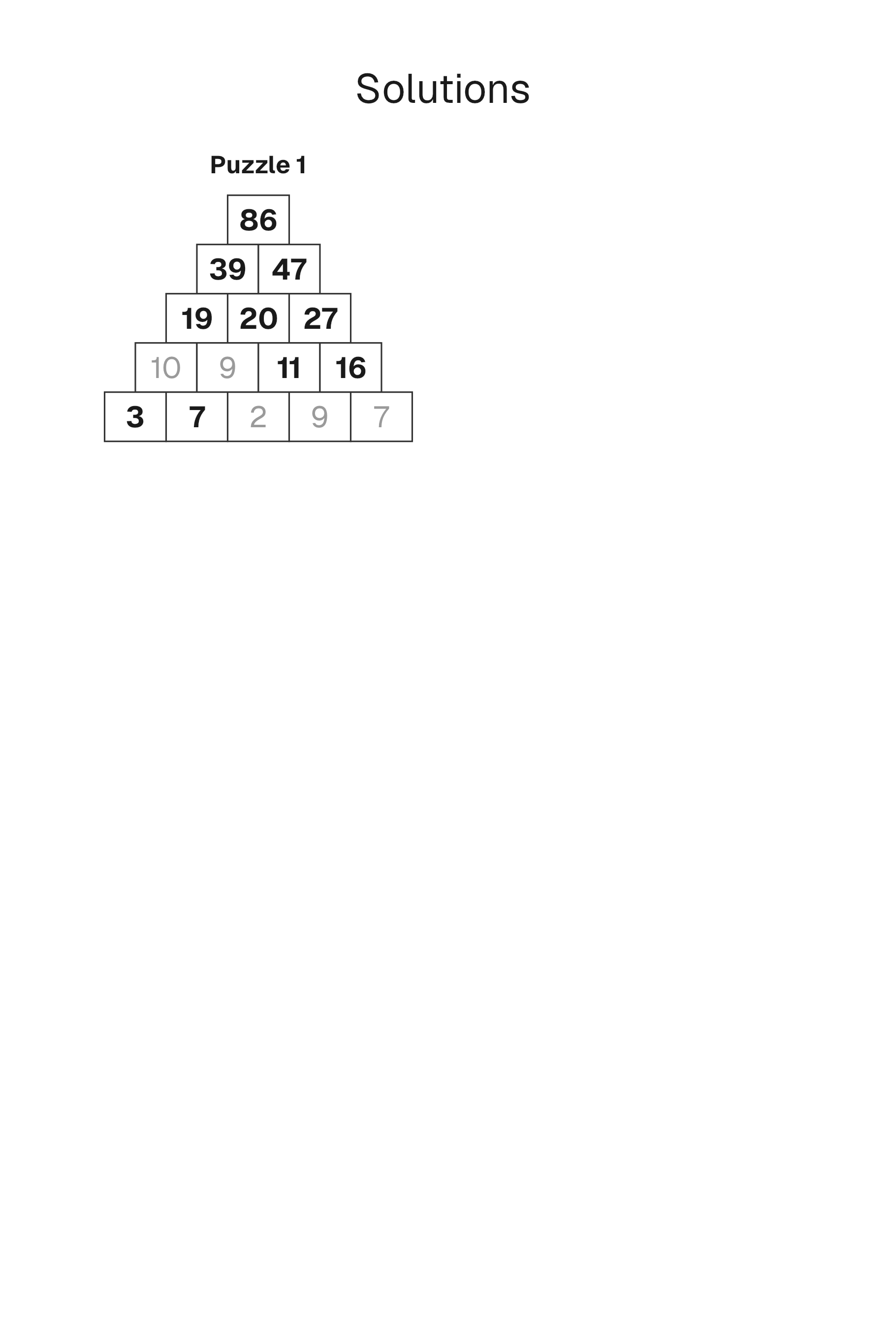 Number Pyramid solution page