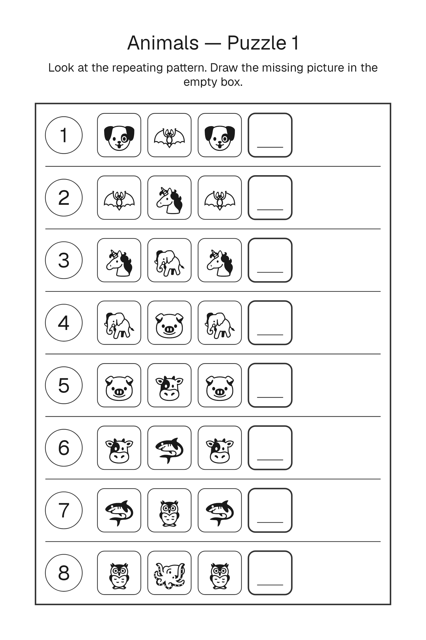 Printable Pattern Maker puzzle page