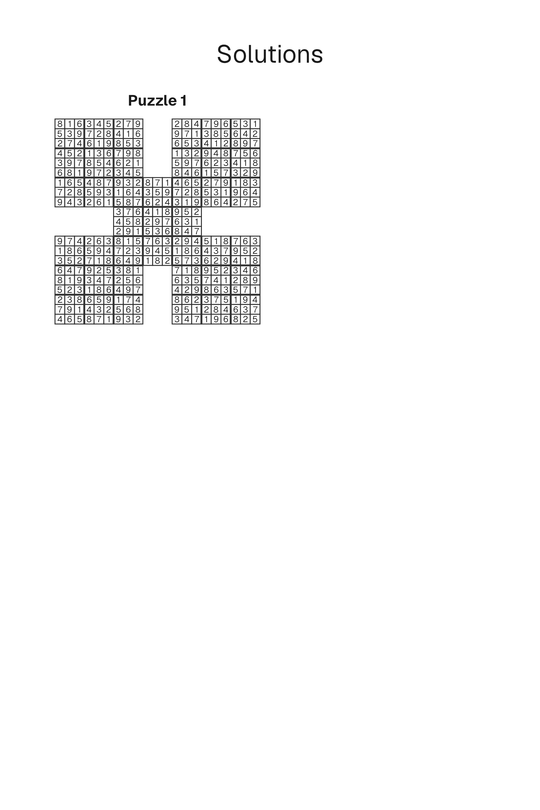 Samurai Sudoku solution page