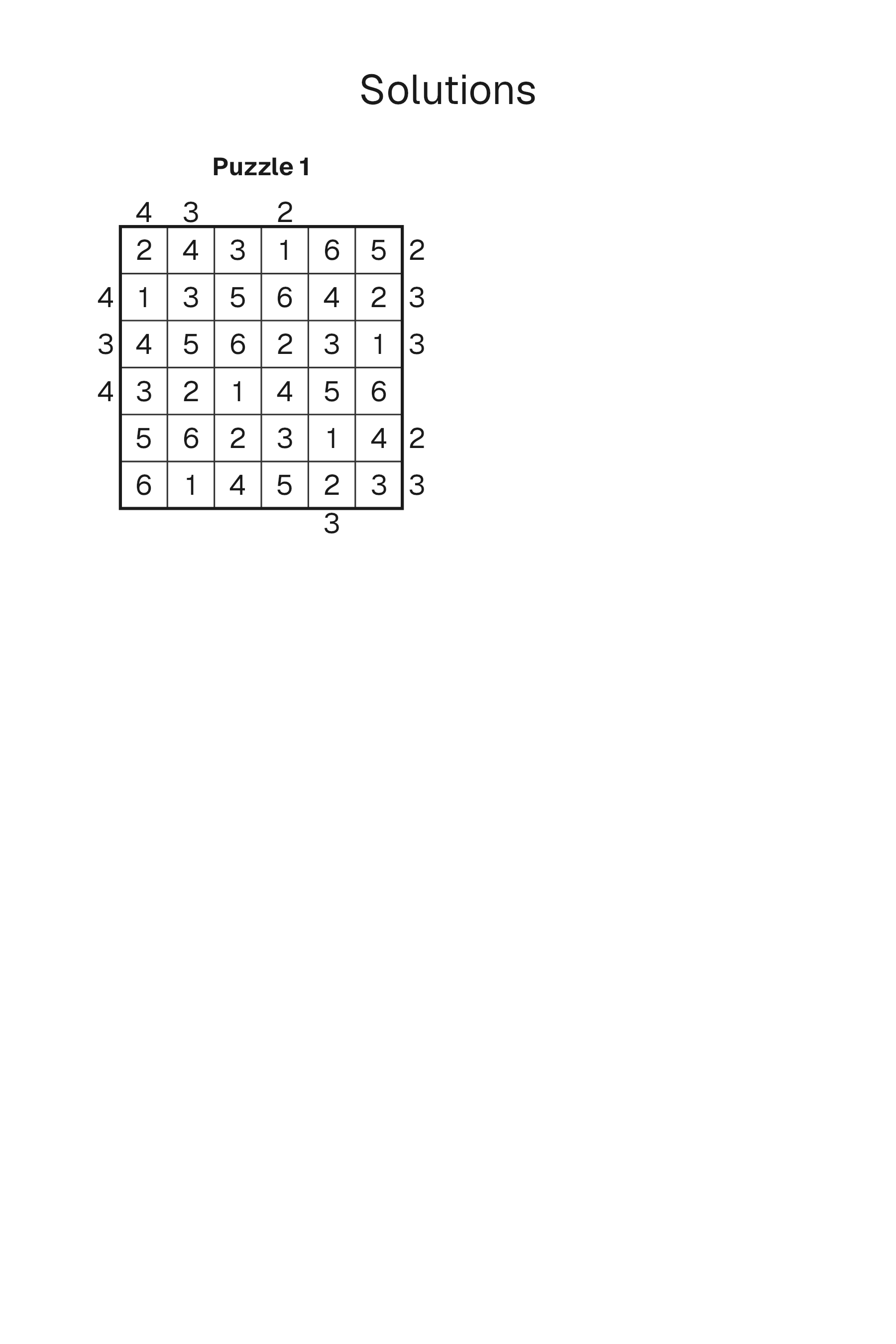 Skyscrapers solution page