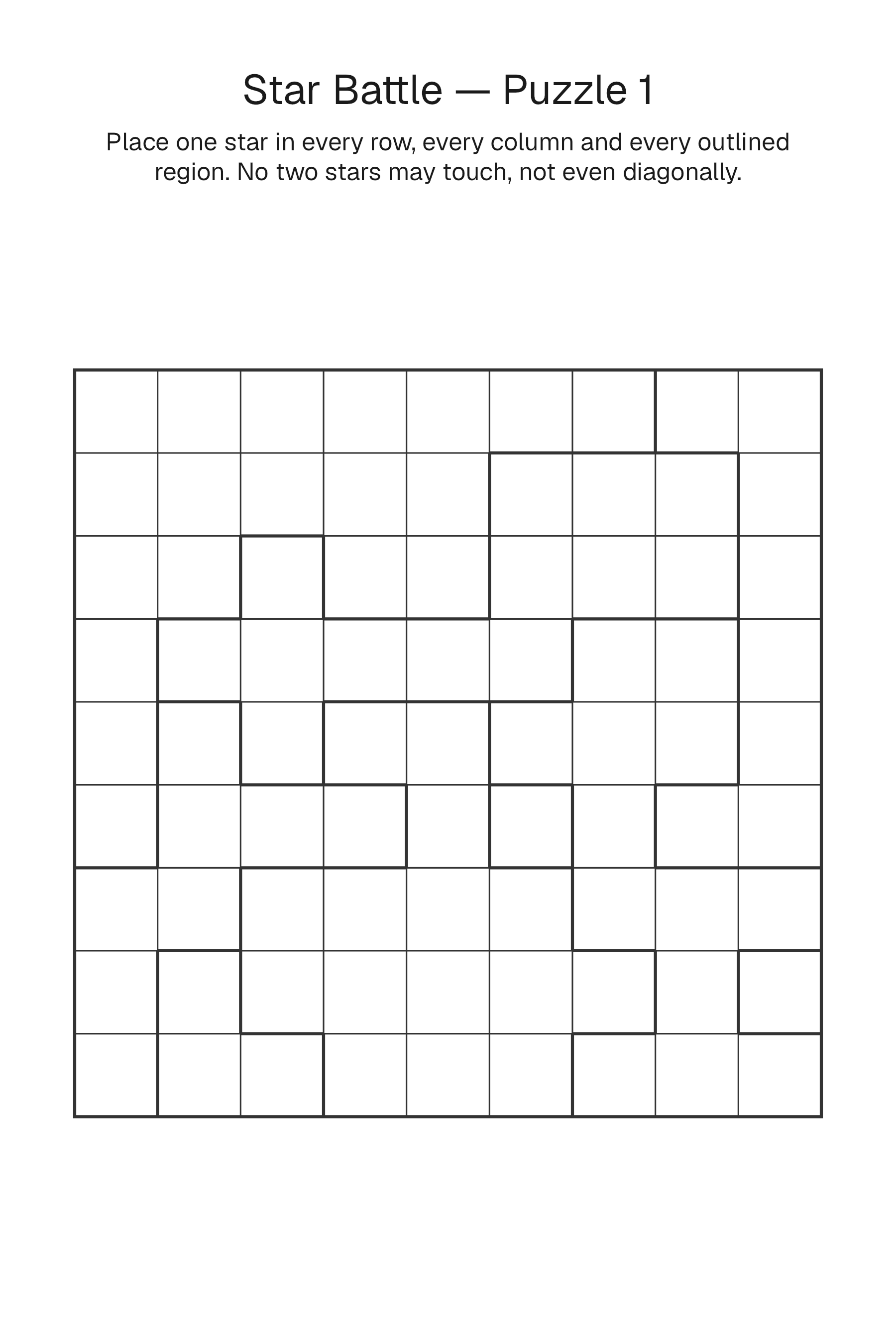 Printable Star Battle puzzle page