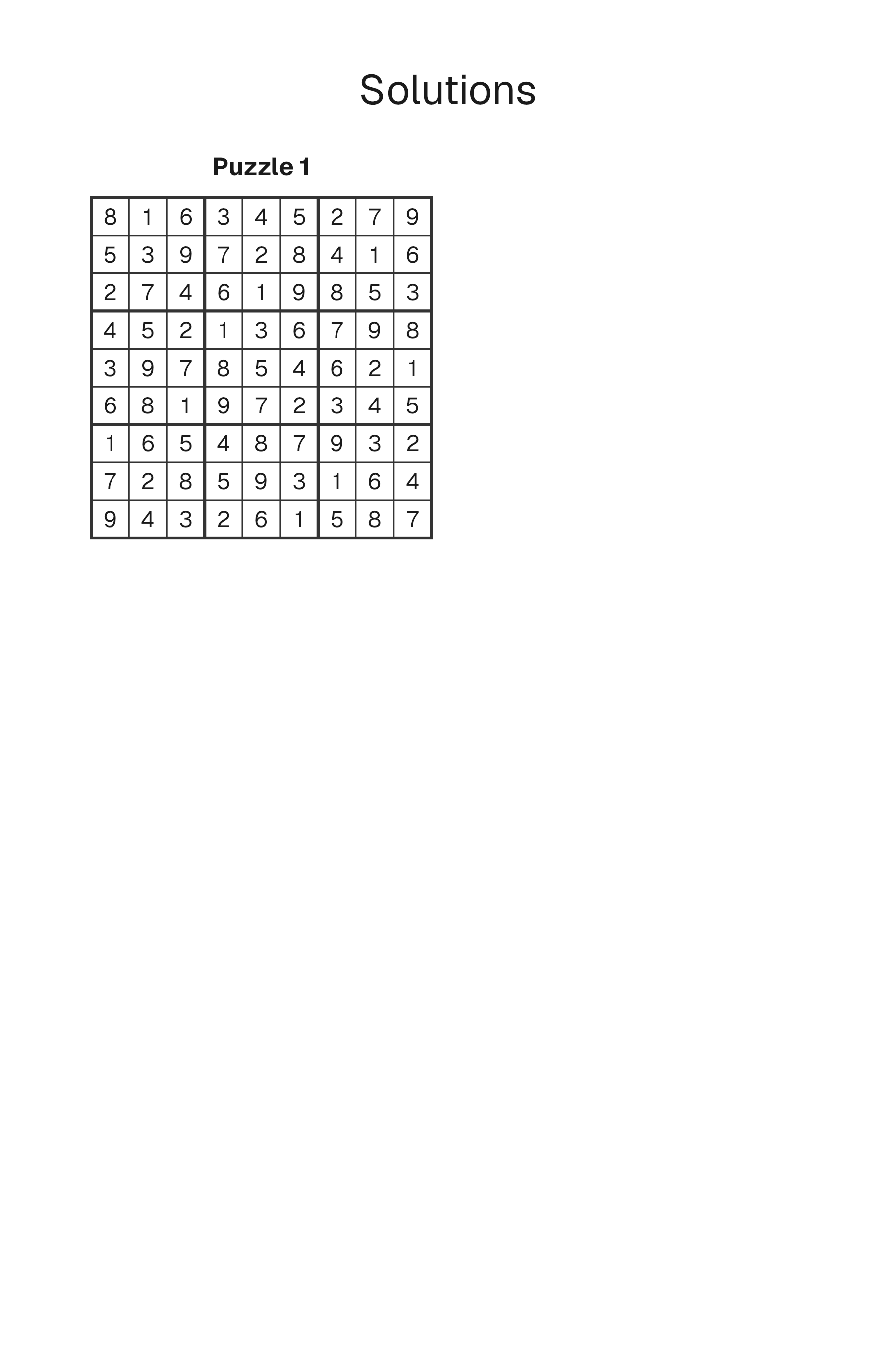 Sudoku solution page