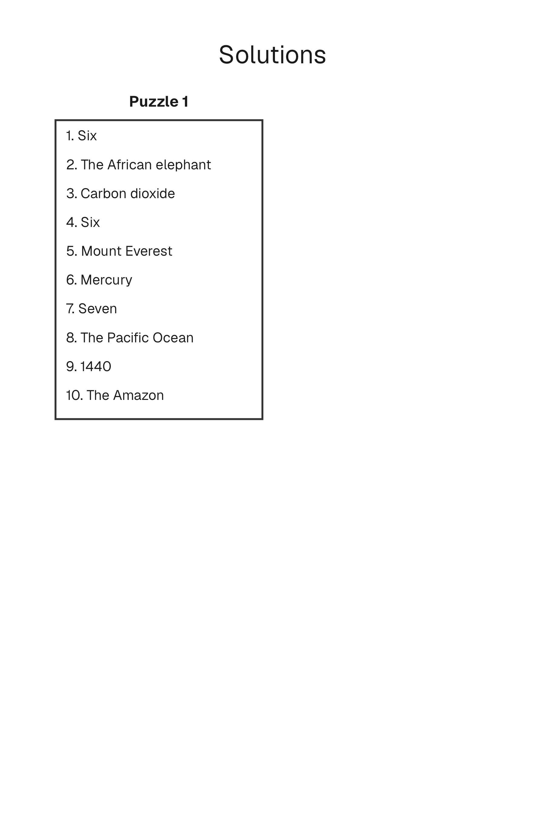 Trivia solution page