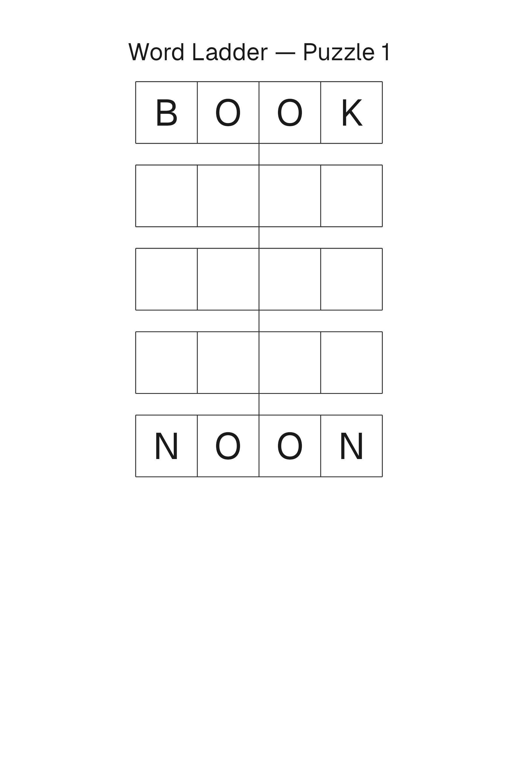 Printable Word Ladder puzzle page